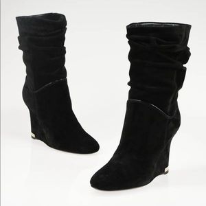 Louis Vuitton- black suede wedged boots EU35.5